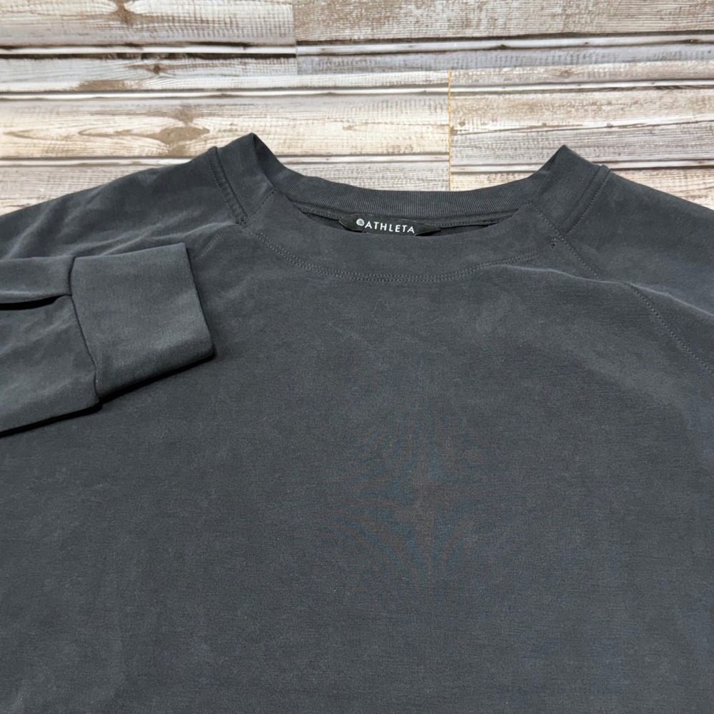Athleta Sweatshirt Womens Small Black Long Sleeve Raglan High Low Hem Pullover